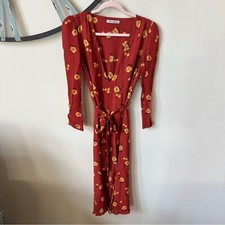 Reformation Hailey Joy floral midi maxi wrap dress red 26200