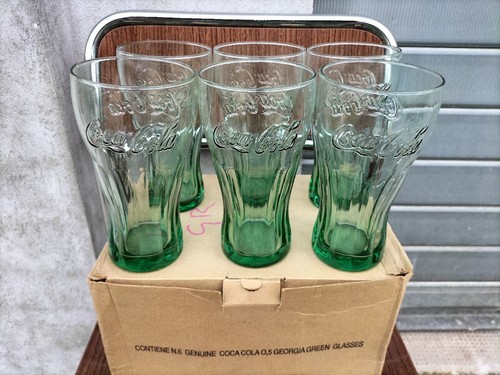 Komplettset 6 Coca Cola Gläser 0,5 L Georgia Green Glasses Neu - Bild 2 von 11