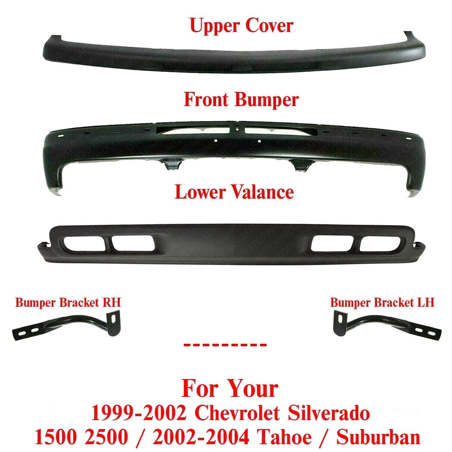 Front Bumper Kit Primed Steel For 1999-2002 Chevy Silverado 1500 Tahoe