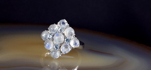 Ring Silber 925 Mondstein Topas blau 19,7 mm - schimmernd & funkelnd - Bild 7 von 12