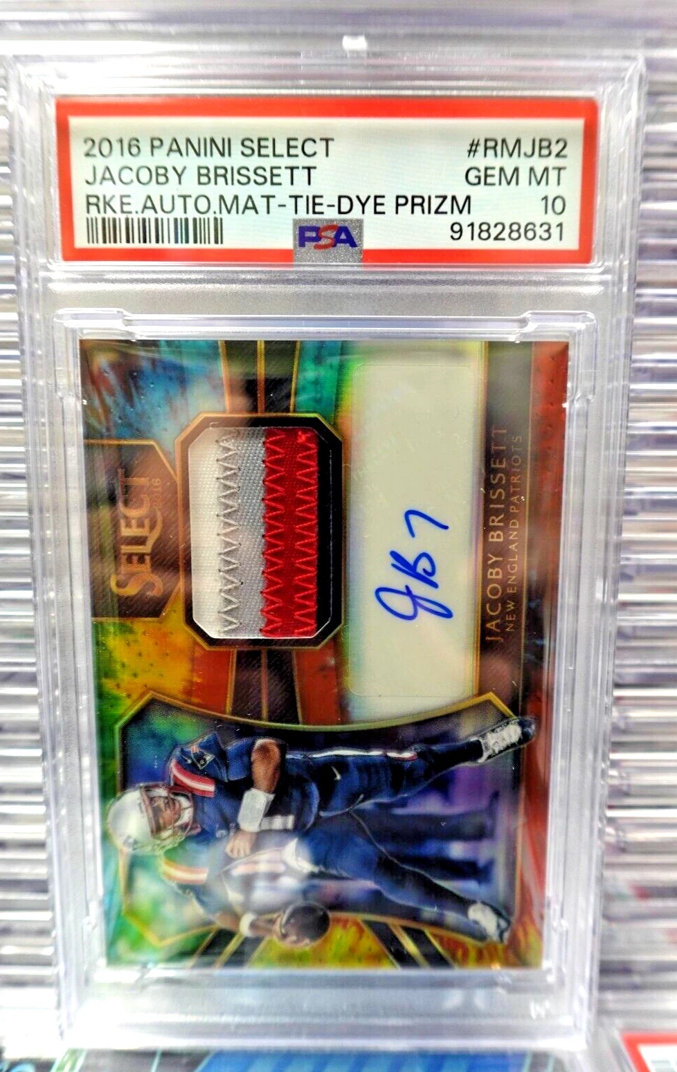 Jacoby Brissett Panini Select Rookie Autograph Material #RMJB2 Tie-Dye Prizm