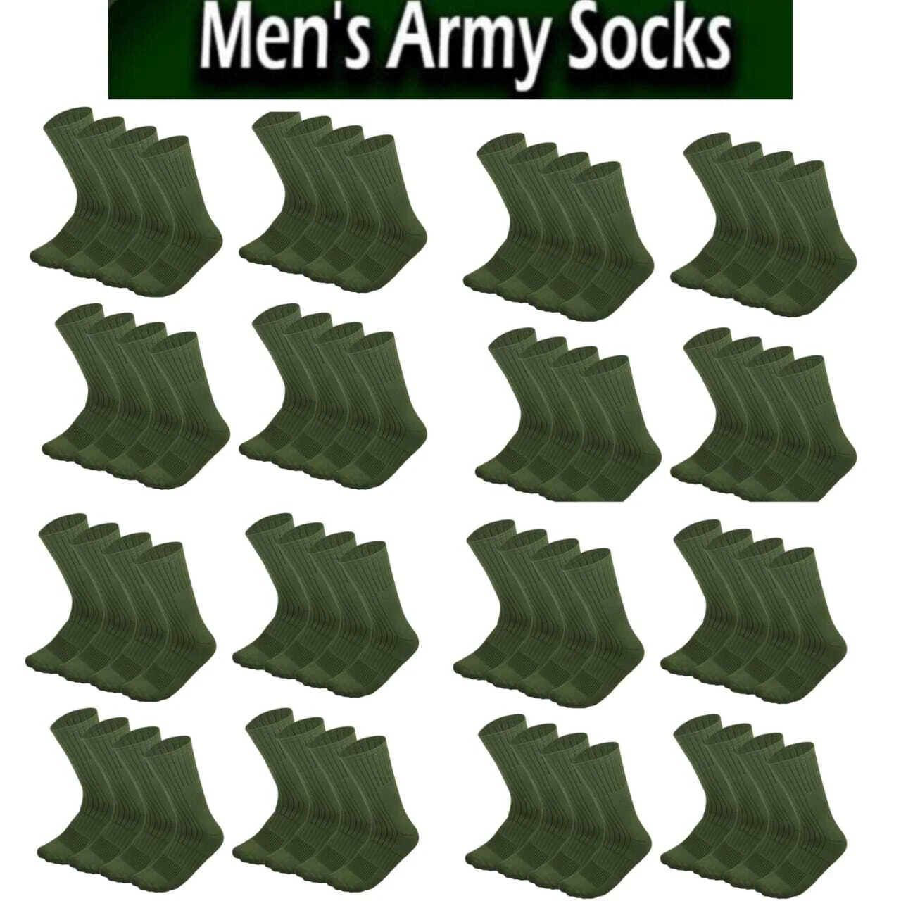 Wholesale Mens Green Army Military Socks Combat Trekking Hiking Size 10-13,13-15