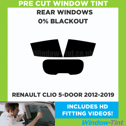 For Renault Clio 5-door 2012-2019 Pre Cut Window Tint Rear 0% Blackout Film - Picture 1 of 10