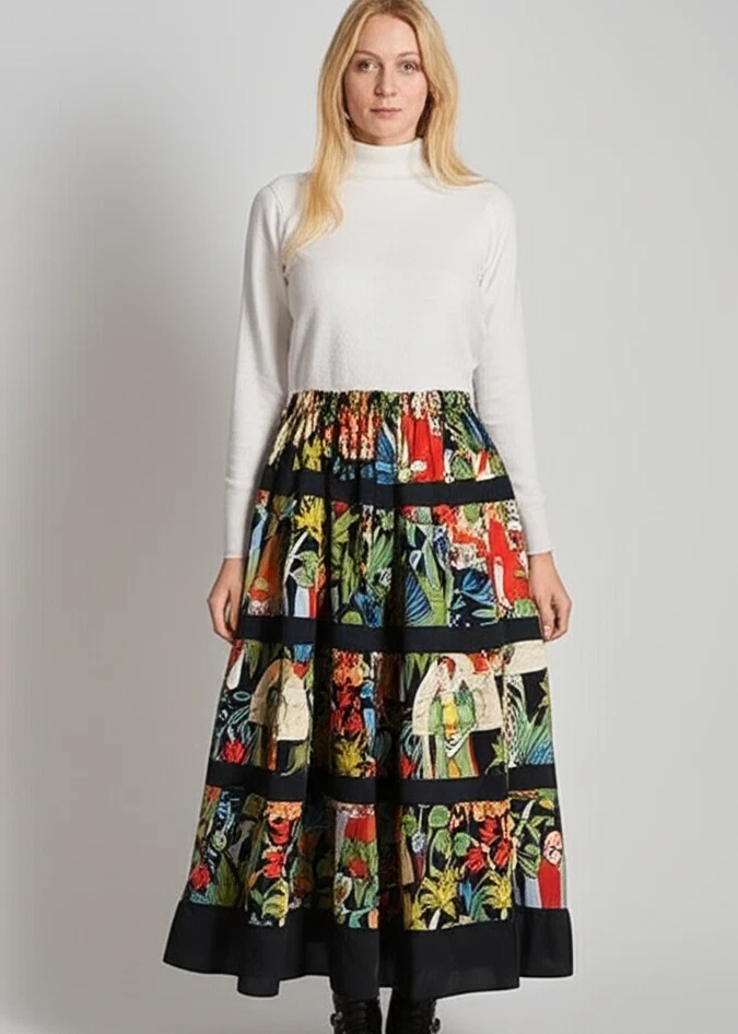 Indian Black Frida Cotton Handmade Skirt Women Clothing Long Striped skirt US