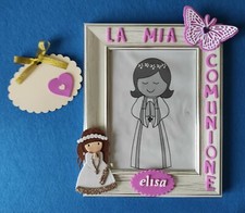 CORNICE COMUNIONE  BIMBO BIMBA  Con Nome - BOMBONIERA COMUNIONE