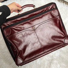 Vintage Goldpfeil Burgundy Leather Overnighter Bag RARE