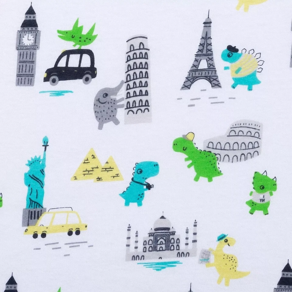 Trend Lab Dinosaurios Alrededor del Mundo Jersey Sábana Ajustable para Cuna Sábana de Cama para Bebé NUEVA Foto 2 de 2