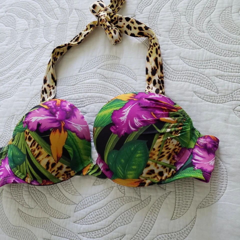 Top BIKINI 34A Púrpura Floral Leopardo Q09 Victorias Secret Swim BOMBSHELL Add-2 Foto 2 de 4