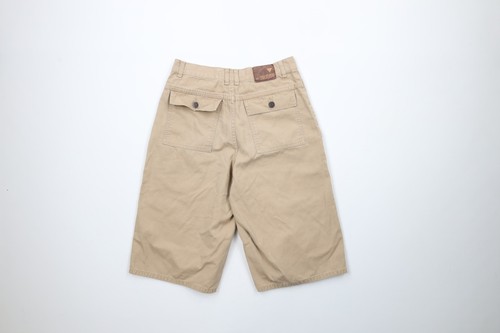 Vintage 90s Guess Jeans Boys 16 Faded Spell Out Baggy Fit Shorts Beige Cotton - Picture 8 of 12