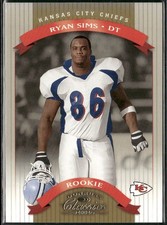 Ryan Sims Rookie RC Card 2002 Donruss Classics #181 #/1000 Kansas City Chiefs. rookie card picture