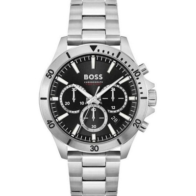 NEU ORIGINAL BOSS HB 1514057 HERREN TROPER SCHWARZ SILBER UHR - 2 JAHRE GARANTIE