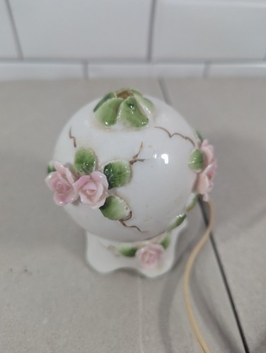 Vintage Porzellan I.W. Reis Parfum Lampe Nachtlicht 1940/50er Jahre Japan Rosen Kugel - Bild 4 von 15