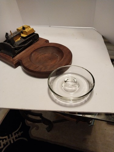 Vtg Terex Bulldozer Ashtray Promotional Construction Equipment Desk Set 1950s - Picture 8 of 10