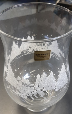 Luminarc etched glass candle votive/hurricane sold by Avon 1990's