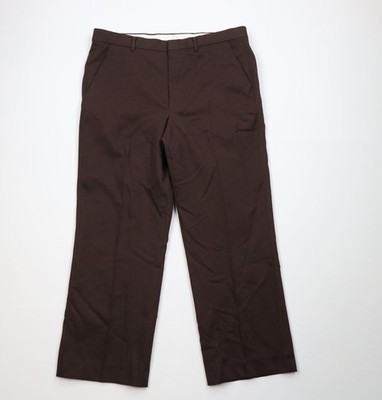 Vintage 90s Streetwear Mens Size 38x30 Knit Flared Wide Leg Chino Pants Brown