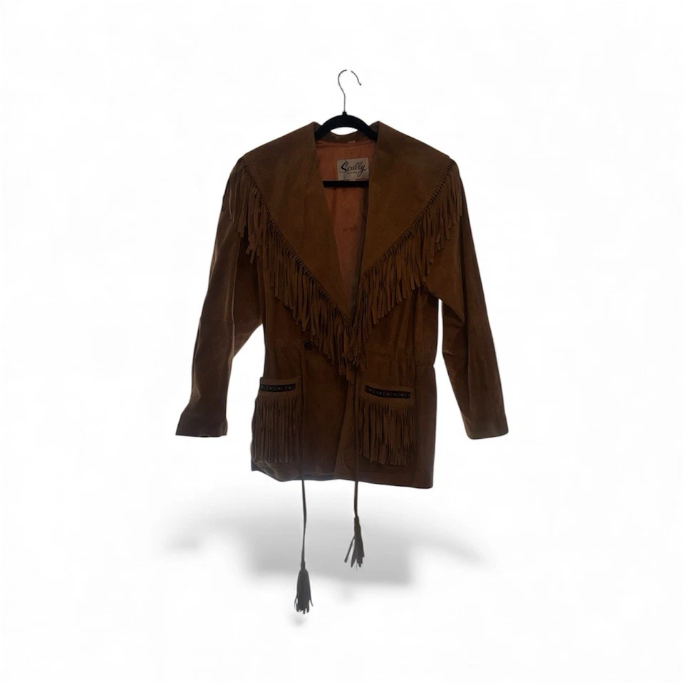 Scully Women’s Western Fringe Leather Jacket Size 8 Color, Beige Acetate Satin - Image 3 of 4