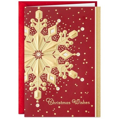Boxed Christmas Cards - 40 Red & Gold Snowflake Designs with Matching Envelopes
