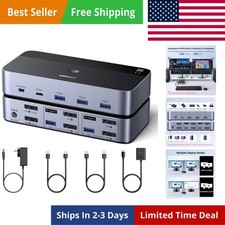 8K 60Hz Displayport KVM Switch 2 Monitors 2 Computers, Aluminum with 4 USB 3....