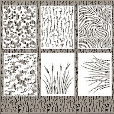 6 Pieces Camo Stencils for Spray Paint, Camouflage Grass Pattern white clear