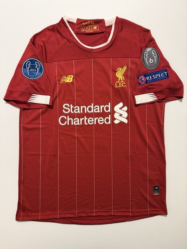 Liverpool 2019/20 Mo Salah #11 Home Soccer Jersey Champions League (Medium)