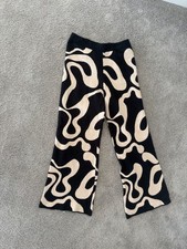 Cider XL Cream & Black Abstract Print flare Leg Pants Women’s