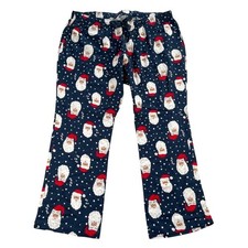 Old Navy Pajama Pants Womens 2X Navy Santa Claus Christmas Flannel Match The Fam