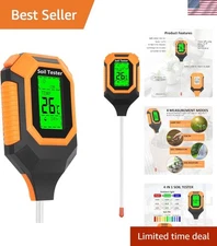 4-in-1 Soil Moisture Meter Digital PH Meter/Soil Moisture/Plant Temperature/S...