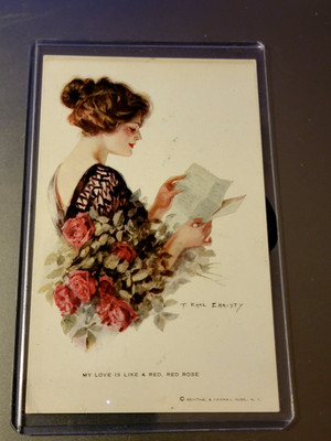 ARTIST F. EARL CHRISTY ''MY LOVE IS LIKE A RED RED ROSE''  R & N PUB POSTCARD