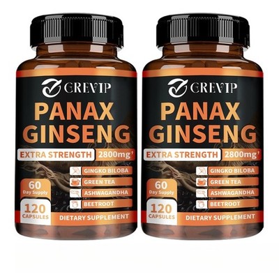 Panax Ginseng 240pcs - Ginkgo Biloba   for Brain Function, Blood Circulation