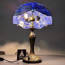 Big Elegant Tiffany Style Table Lamp 24” Tall Decorative 10 Inch Stained Glass