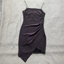 Windsor Dress Womens Medium Glitter Girl Square Neck Elastic Cord Straps Slit