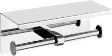 Double Toilet Paper Holder with Phone Shelf Dual Roll Chrome Wall Mount