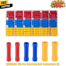 Kit 150 Conectores El ctricos a Tope Crimp, Rojo, Amarillo, Azul, Cobre, Aislado