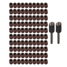 100pcs 1/4 80 Grit Sanding Drum Sleeves Sander With 2 Mandrels For Rotary Tool