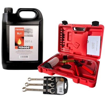 FERODO FBX500B Bremsflüssigkeit DOT 4 5L + Bremsenentlüftungs Satz