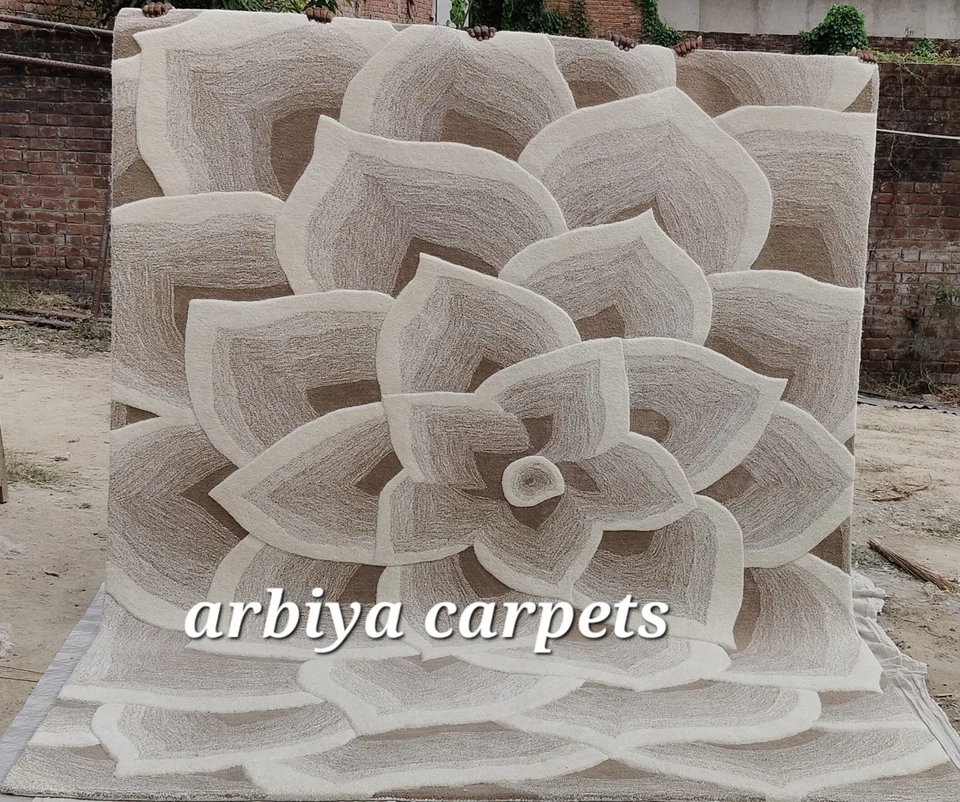 Ivory rose Hand Tufted Rug 100% Wool Rugs For Living Room Bedroom Hallway Rugs - Image 4 of 4