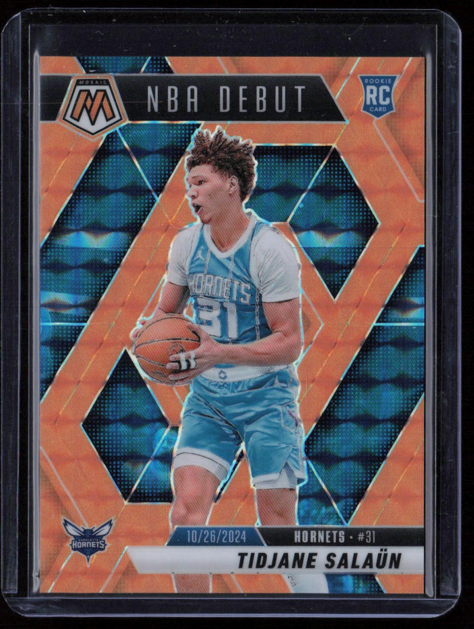 2024-25 Panini Mosaic #268 Tidjane Salaun Orange Fluorescent Mosaic #/25