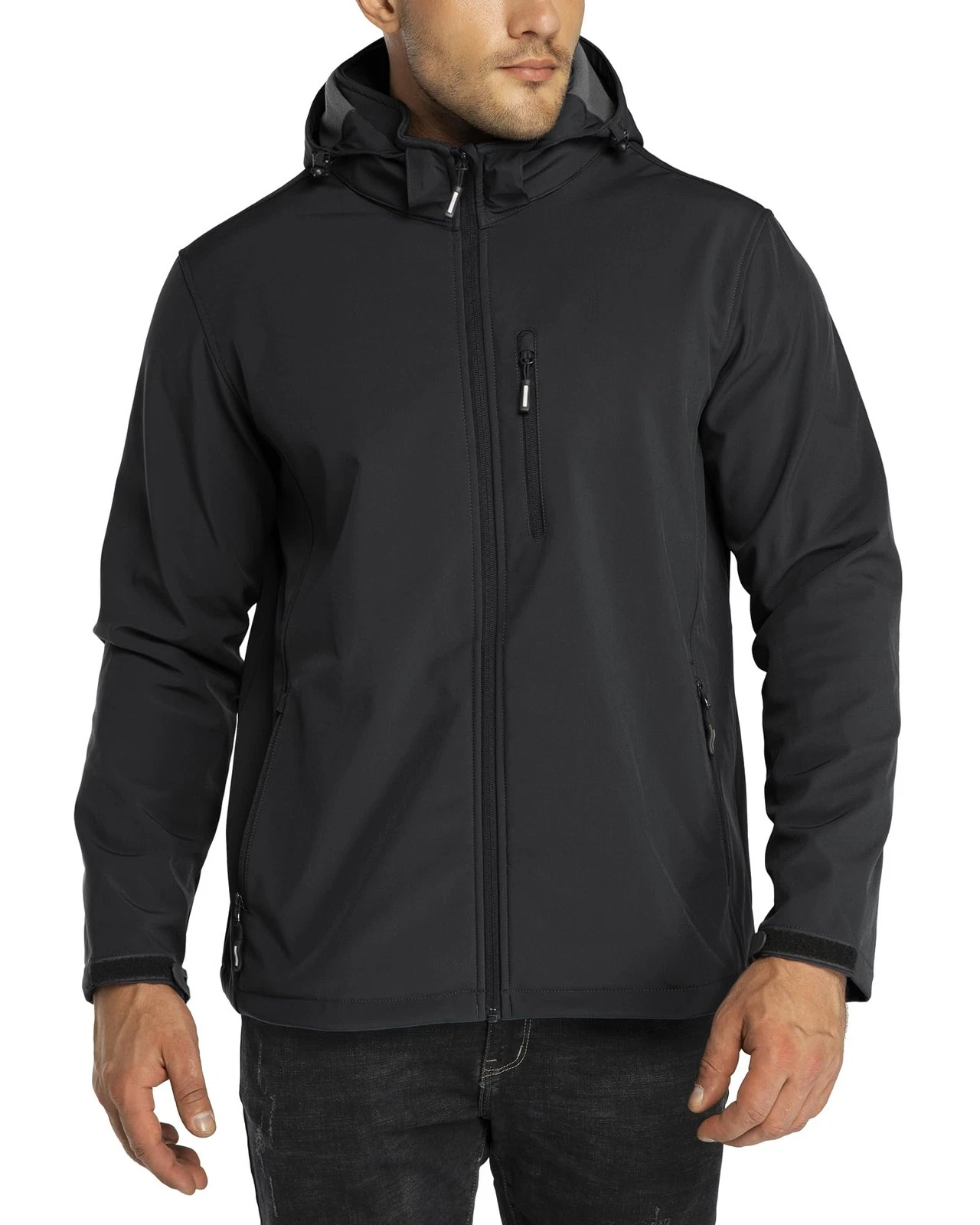 Outdoor Ventures Mens Lightweight Softshell Jacket Fleece Lined Hooded Water ...