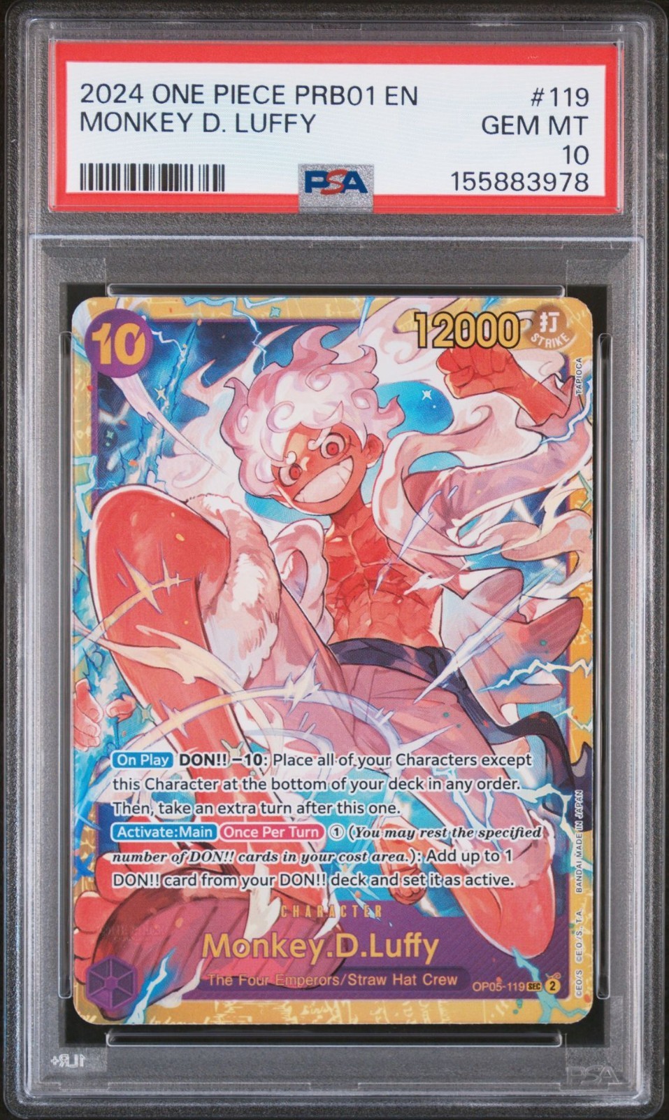 2024 One Piece PRB01 EN Monkey D Luffy #119 PSA 10 GEM MINT