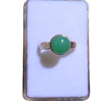 Chrysoprase Ring 925 Silver 10mm Size 56 No. B10532