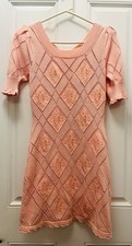 Loveshack Fancy Katara Pink Mini Croquette Dress Sz small