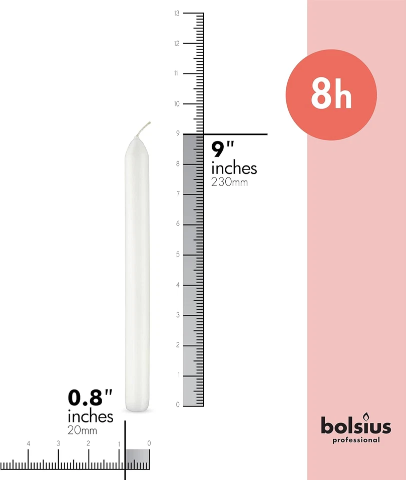 Juego de velas cónicas rectas blancas - Paquete de 10 velas de 8 horas 9 pulgadas Foto 3 de 4