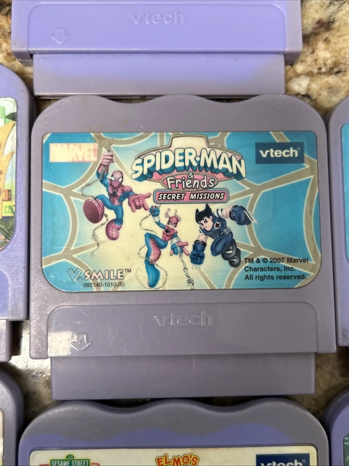7 Vintage V Tech V Smile Games Lot Nemo Kung Fu Panda Thomas Train Spider Man - Image 4 of 4