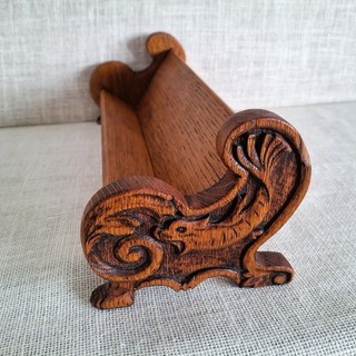 Antique Oak Desk/Table top Book Trough Rare Hand Carved