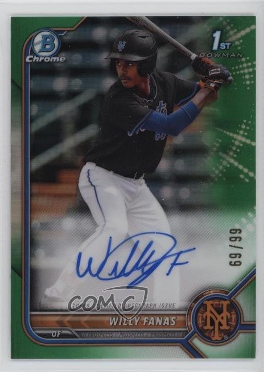 2022 Bowman Chrome Prospect Green Refractor 69/99 Willy Fanas #CPA-WF Auto 3p9