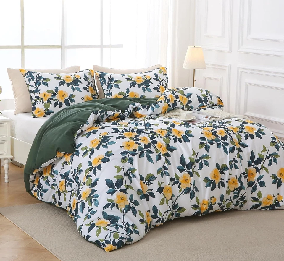 Duvet Cover King Size, Reversible Floral Vintage Duvet Cover Set with Zipper Clo - Image 3 of 4