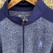 Rolls Royce Mens Large Blue Heather Quarter Zip Performance Golf EUC Luxury Auto