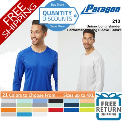   Paragon Unisex Long Islander Performance Long Sleeve T-Shirt Up To 5XL 210