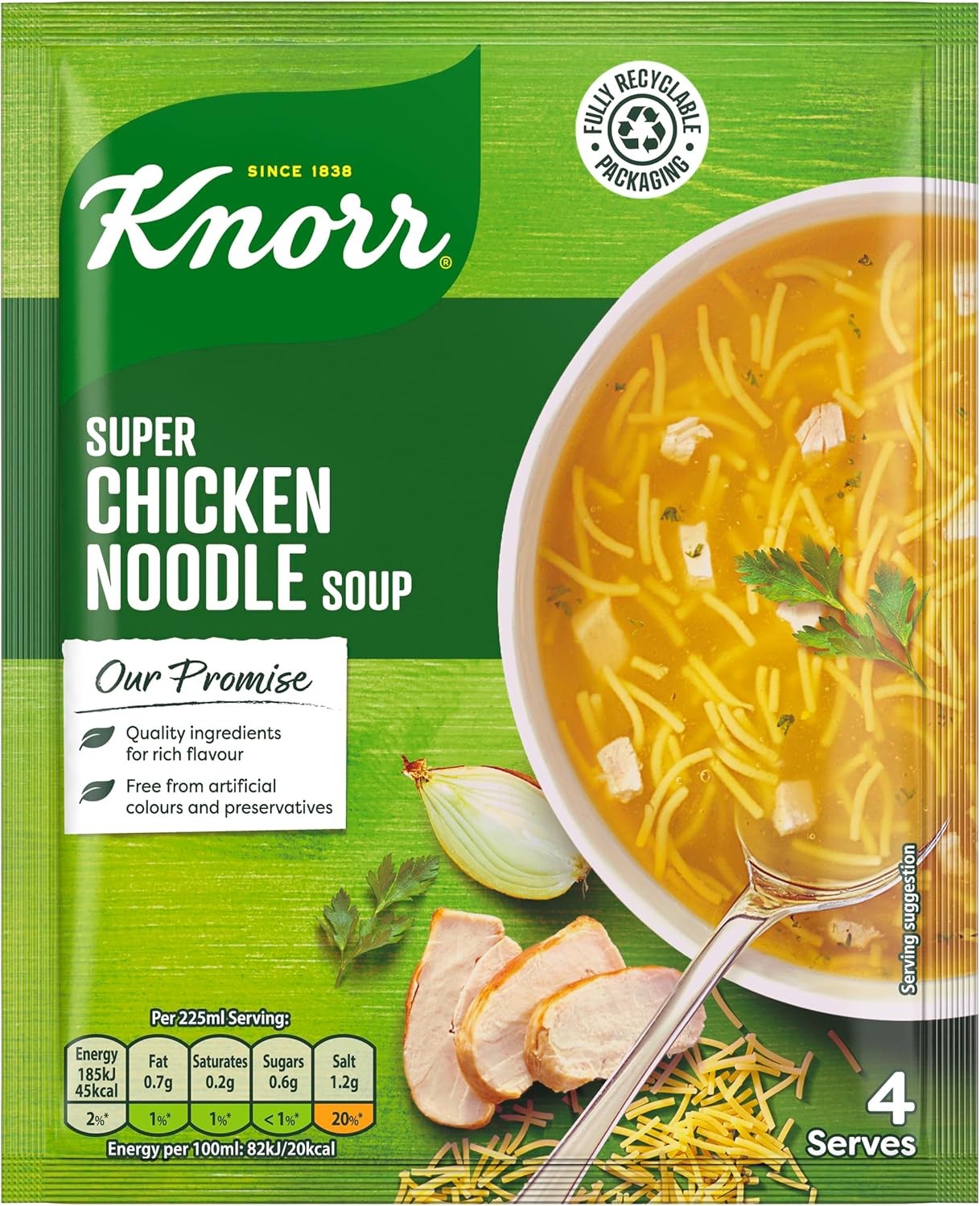 Knorr Super Chicken Noodle Soup Mix packet soup free from artificial colours an