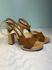 Vintage Pura Lopez Wood Heels w Leather Straps-one of only a few made